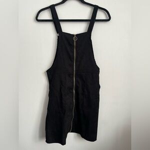 SHEIN Women Black Ribbed Zip-Up Gold Zipper Overall Short Dress Small